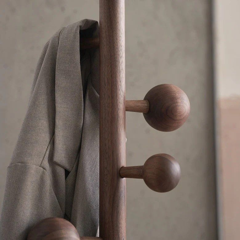 Solid Wood Rivet Coat Rack