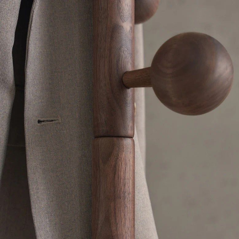 Solid Wood Rivet Coat Rack