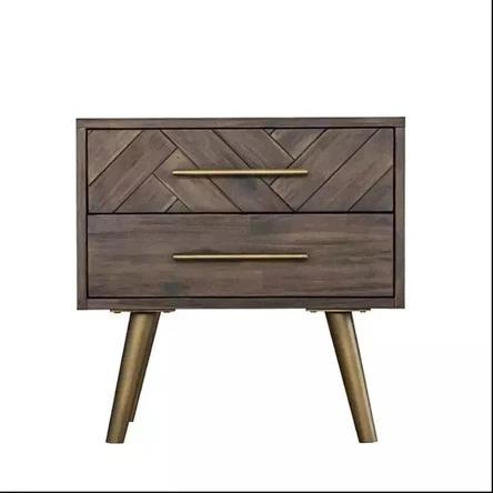 Herringbone Acacia Solid Wood Bedside Table