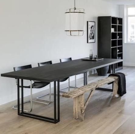 Modern Industrial Solid Wood Dining Table
