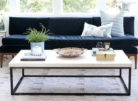 Minimalist Wire Frame Modern Marble Coffee Table