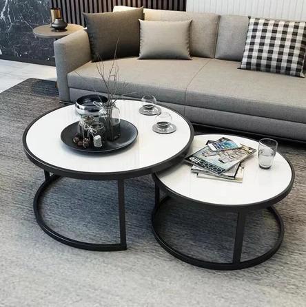 Tempered Glass Round Nesting Coffee Table