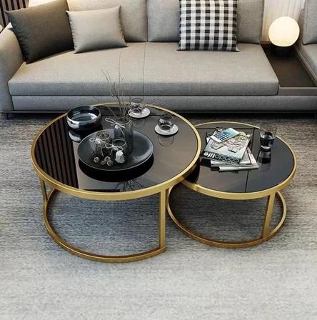 Tempered Glass Round Nesting Coffee Table
