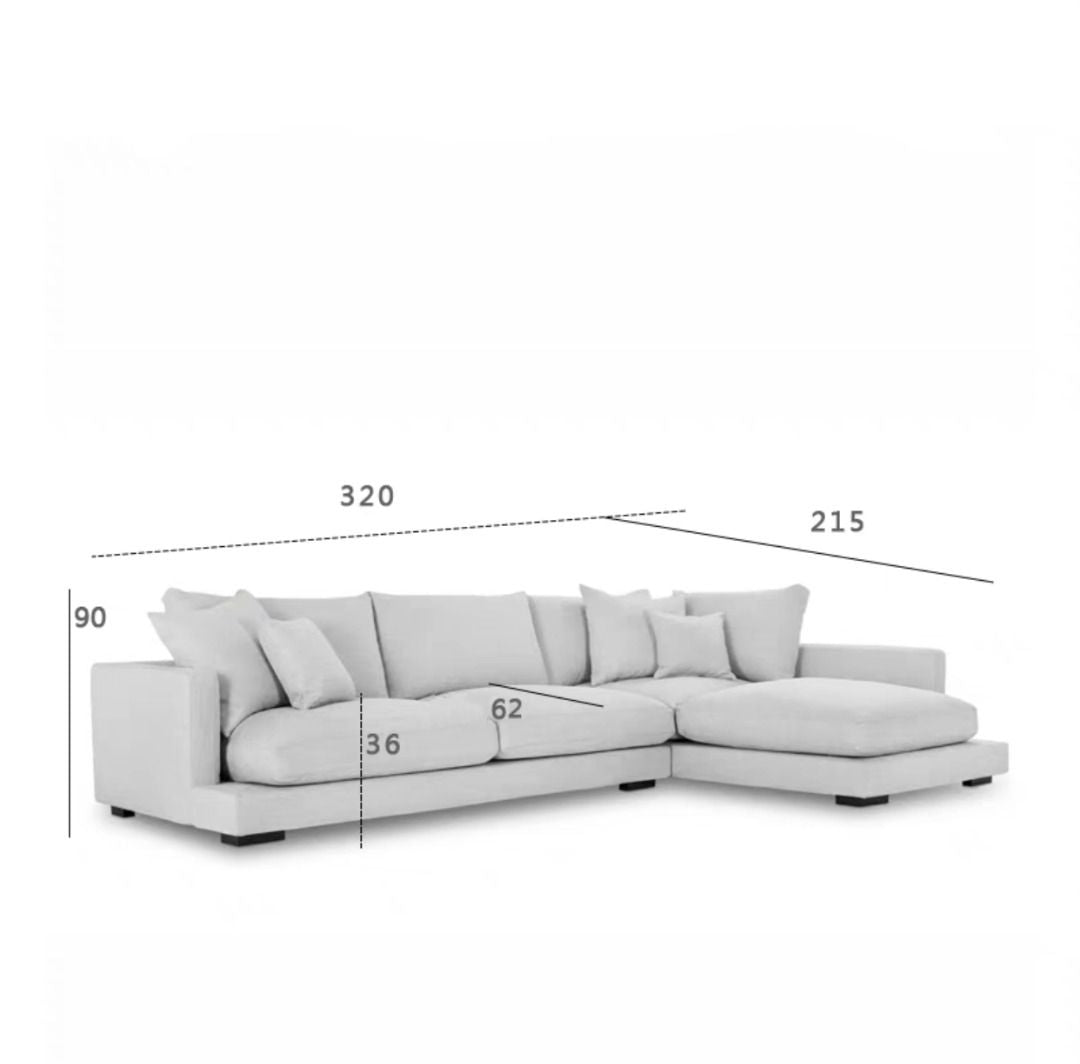 Luxe 2 Piece Upholstered Chaise Sectional Sofa