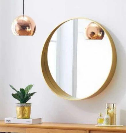 MARIAH Solid Wood Round Wall Mirror