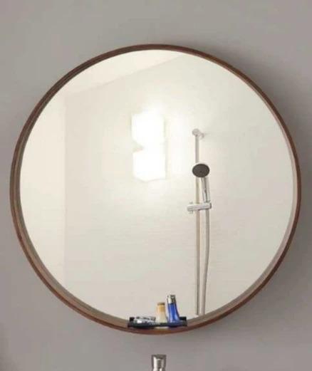 MARIAH Solid Wood Round Wall Mirror