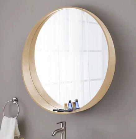 MARIAH Solid Wood Round Wall Mirror