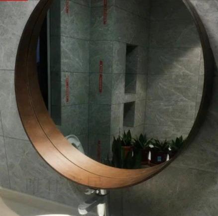 MARIAH Solid Wood Round Wall Mirror