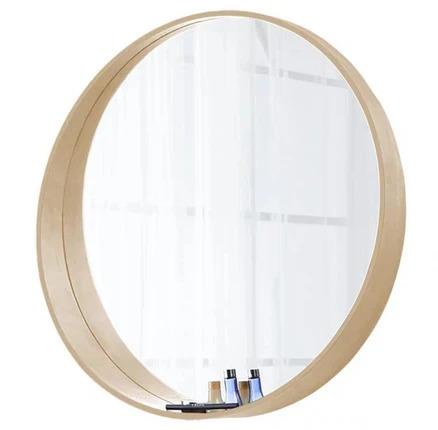 MARIAH Solid Wood Round Wall Mirror