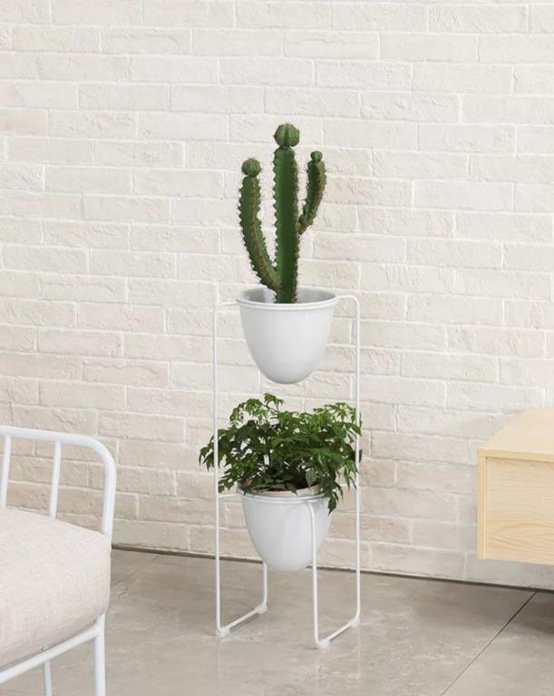 Modern Double Pot Planter Stand