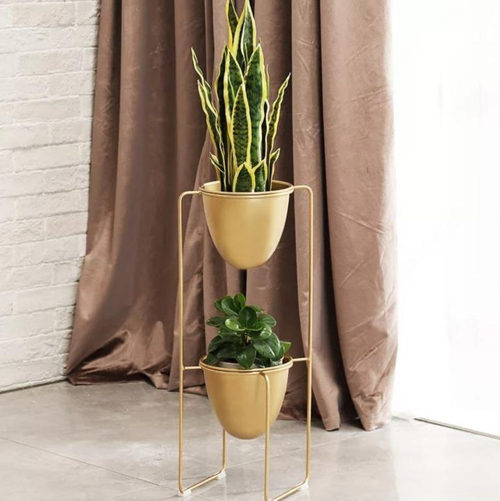 Modern Double Pot Planter Stand