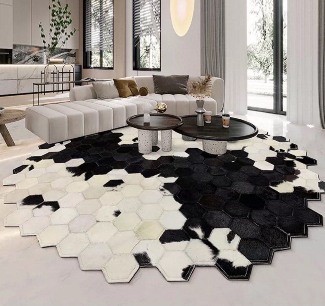 Modern Cowhide Leather Rug