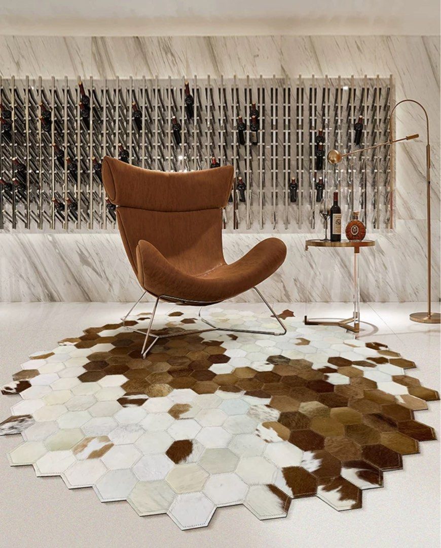 Modern Cowhide Leather Rug