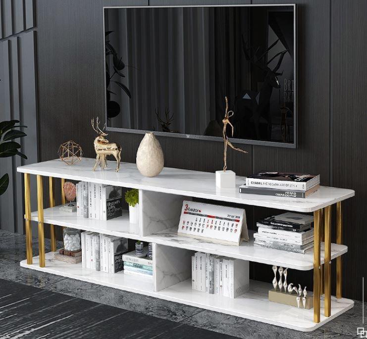 Modern Marble TV Console _ Three Tier TV Cabinet