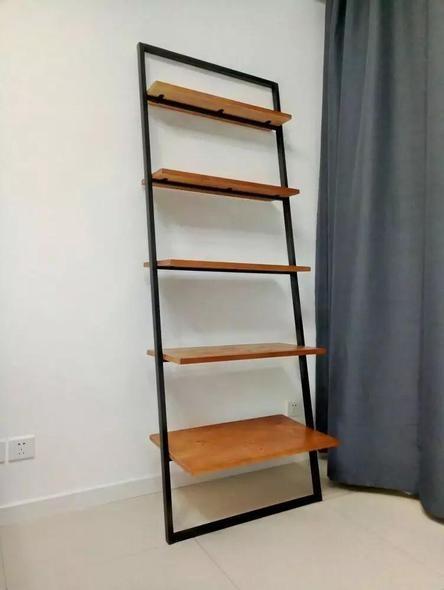 Industrial Solid Wood Ladder Display Shelf