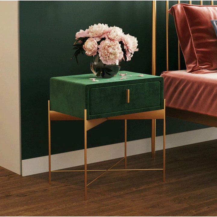 Drawer Velvet Nightstand