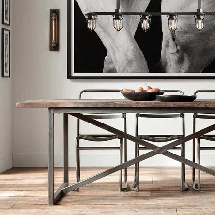 Modern Industrial Solid Wood Table
