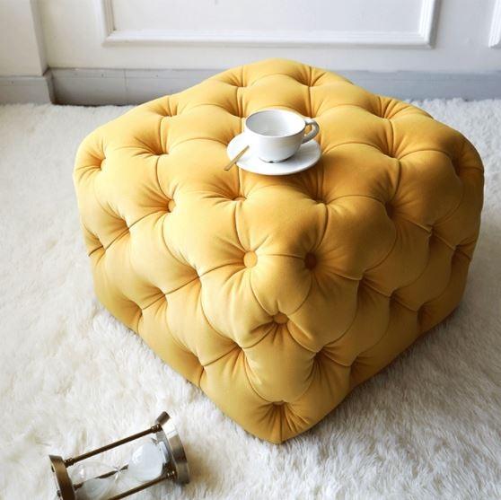 Velvet Tufted Ottoman _ Cloakroom Foot Stool