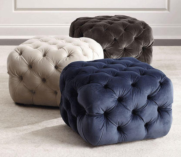 Velvet Tufted Ottoman _ Cloakroom Foot Stool