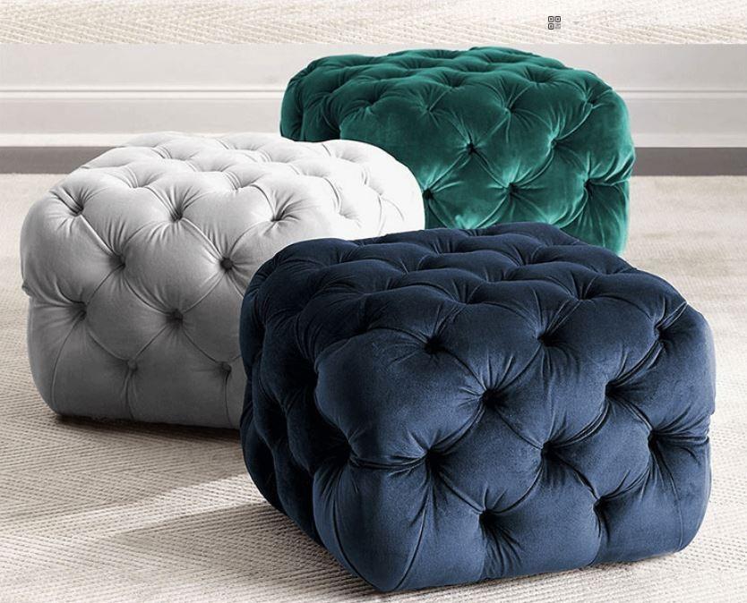 Velvet Tufted Ottoman _ Cloakroom Foot Stool