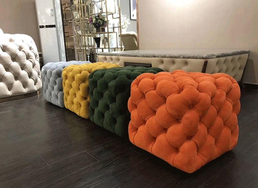 Velvet Tufted Ottoman _ Cloakroom Foot Stool