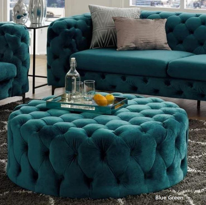 Round Velvet Tufted Ottoman