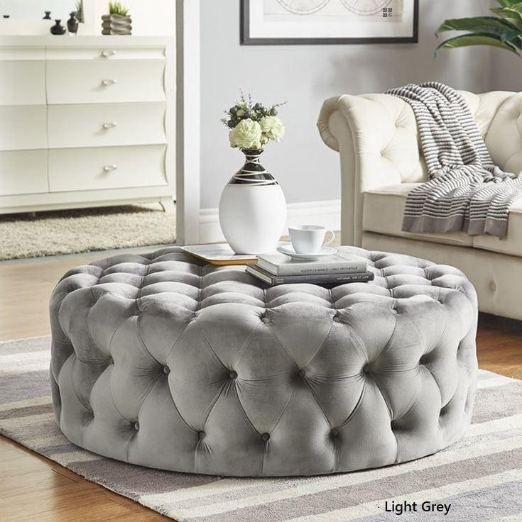 Round Velvet Tufted Ottoman