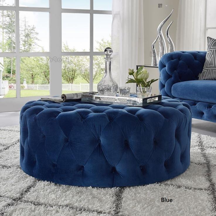 Round Velvet Tufted Ottoman