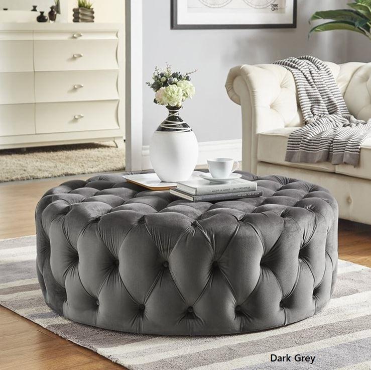 Round Velvet Tufted Ottoman