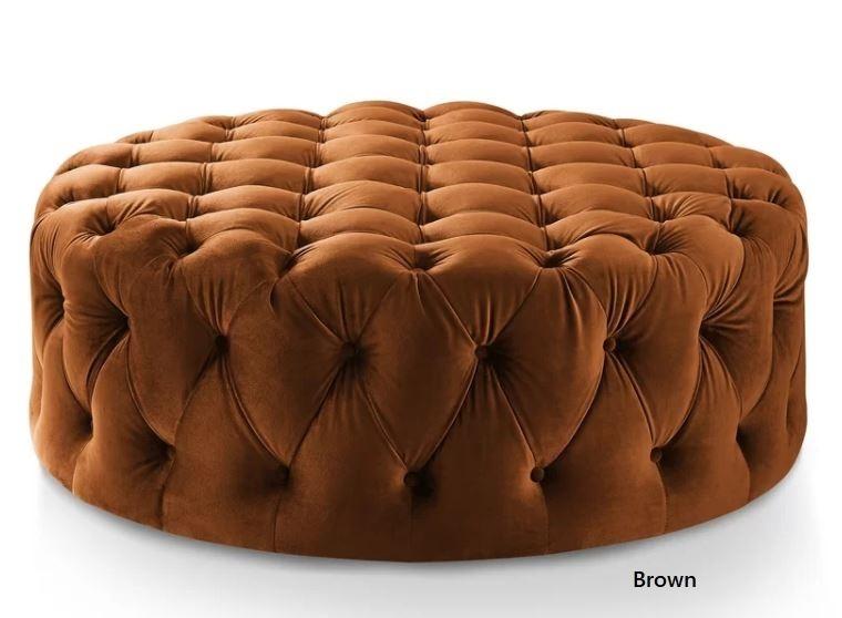 Round Velvet Tufted Ottoman