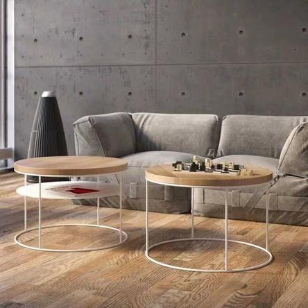 RACHEL Modern Industrial Wireframe Round Coffee Table