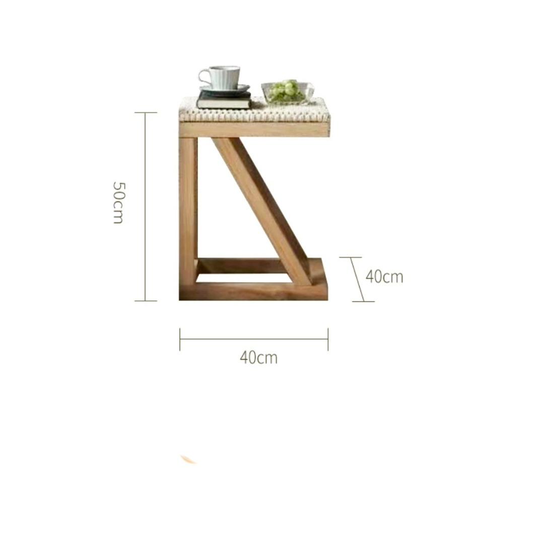 Rattan Bamboo Barrel Chair Side Table Set