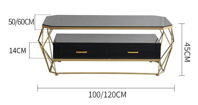 Coffee Accent Table with Drawers _ Faux Marble