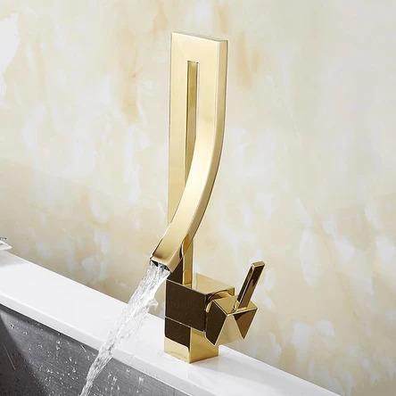 Modern Gold/Silver/Black Curved Waterfall Faucet