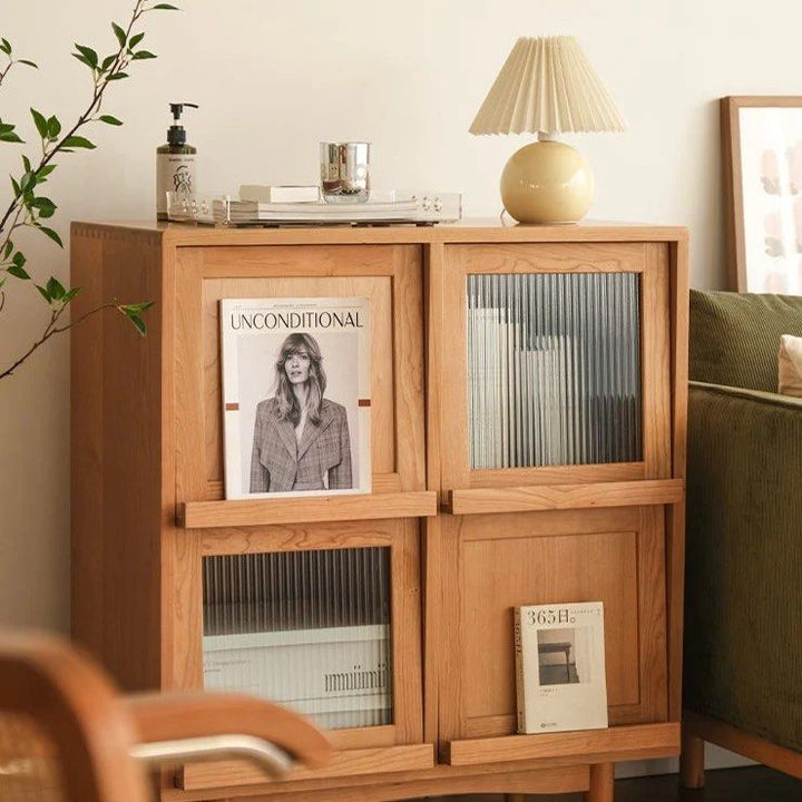 Wood Bookcase with Tilt Up Door