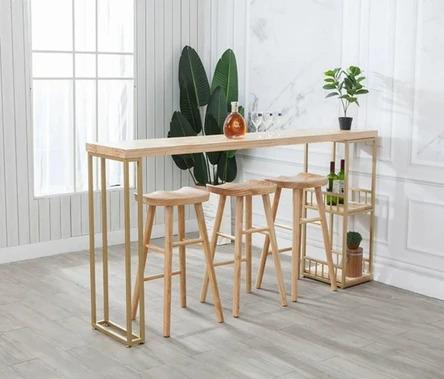 Modern Industrial Solid Wood Bar Table