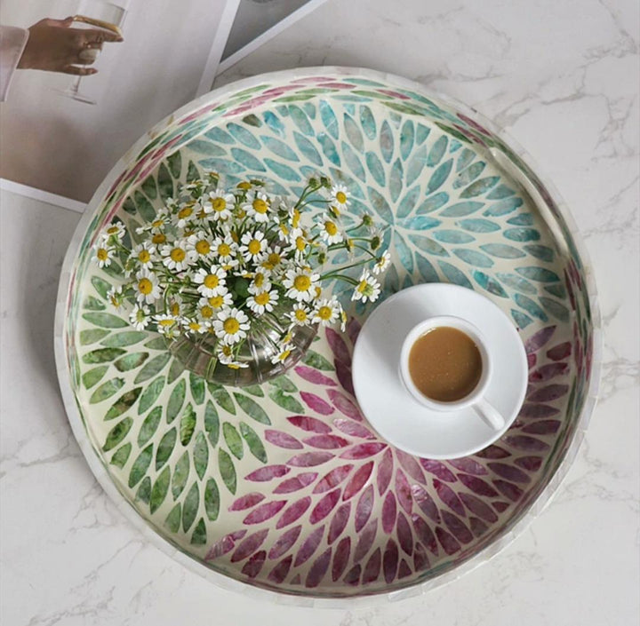 Round Mother Of Pearl  Deco Storage Tray