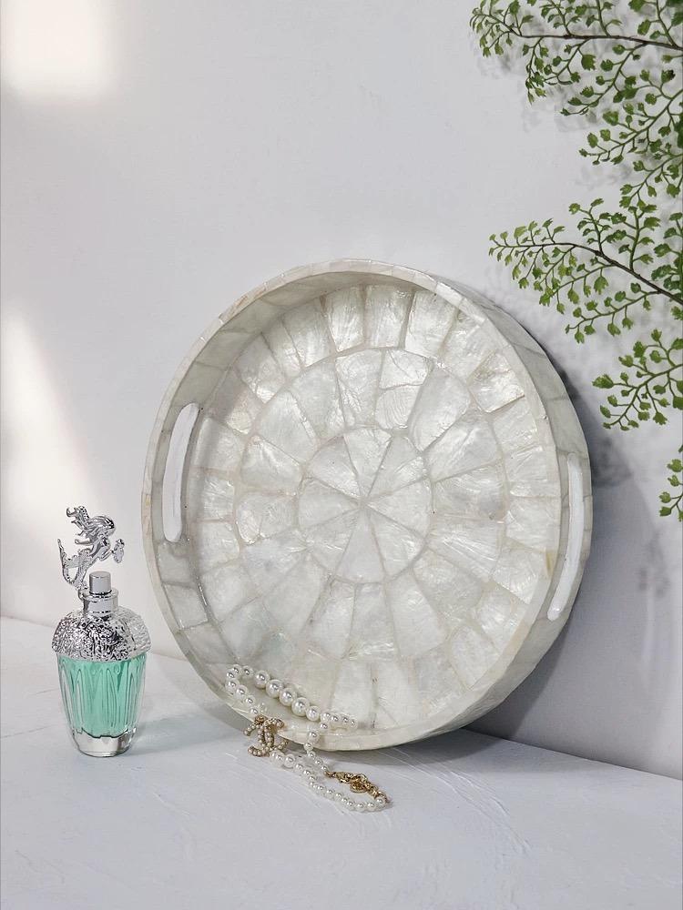 Round Mother Of Pearl  Deco Storage Tray