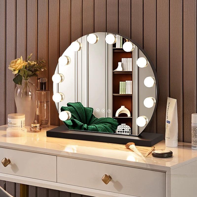 Round Wood Dresser Mirror