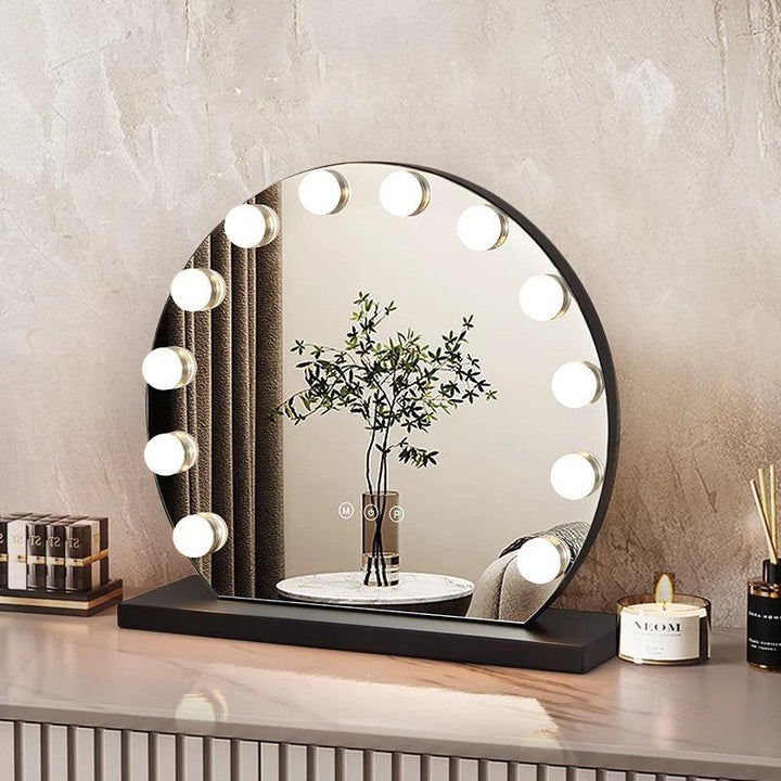 Round Wood Dresser Mirror