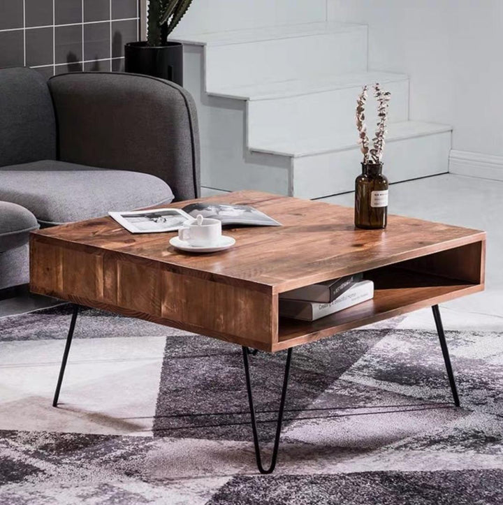 Modern Rustic Industrial Solid Wood Coffee Table