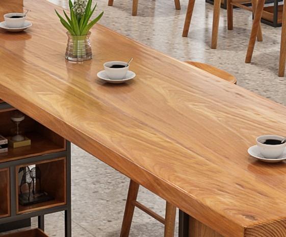 Solid Wood Bar Table with Storage