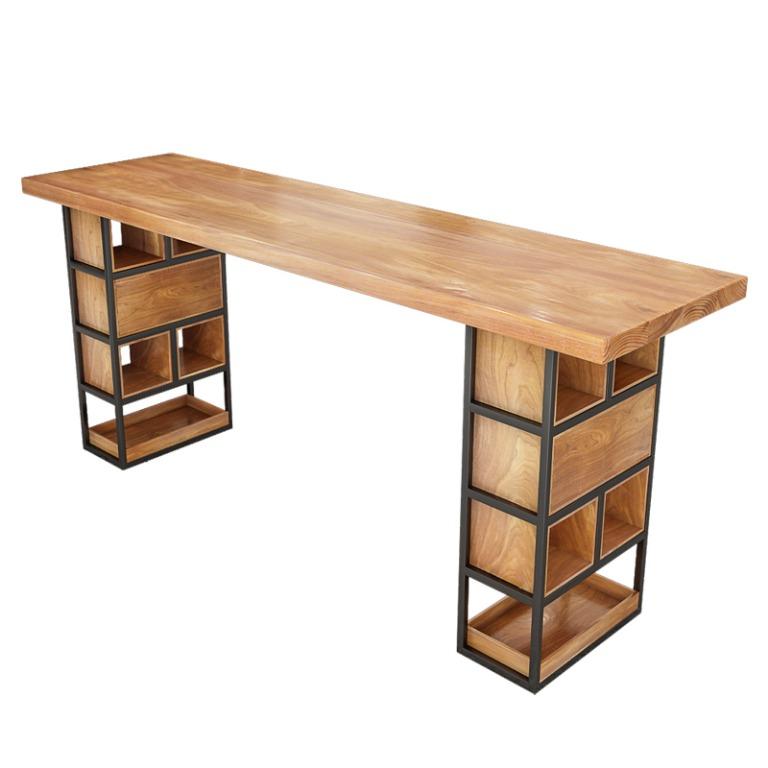Solid Wood Bar Table with Storage