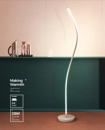 Contemporary Minimalist LED Swirl Standing Lamp