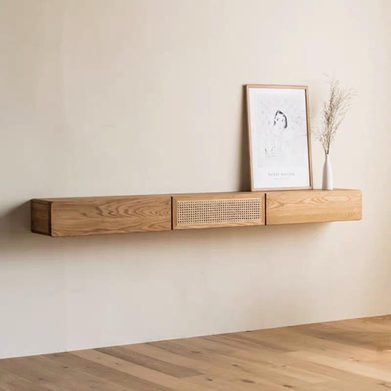 Solid Ash Wood Floating TV Stand