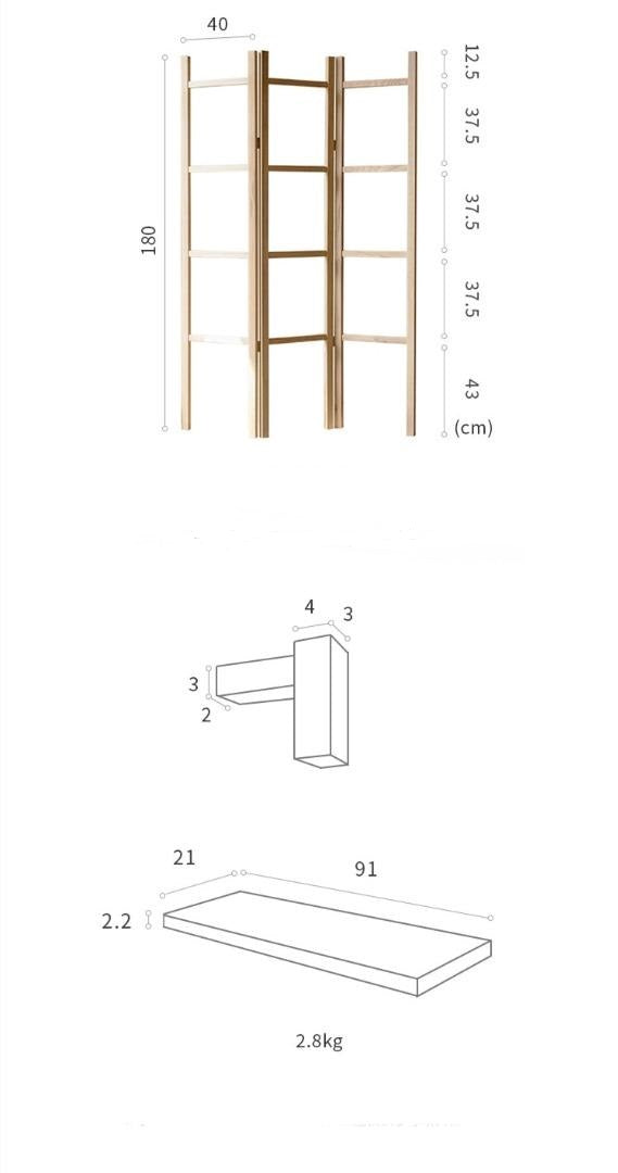 Solid Wood Panel Folding Room Divider