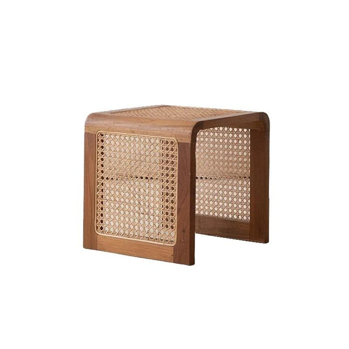 Solid Wood Rattan Mesh Sled End Table