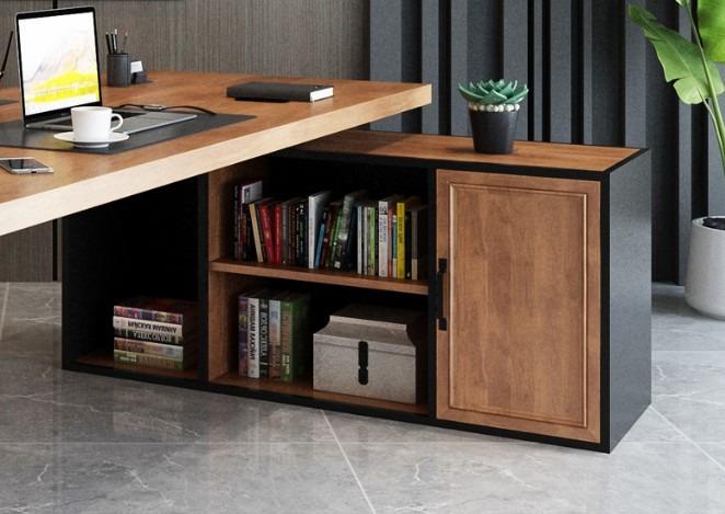 Solid Wood Study Table with Cabinet