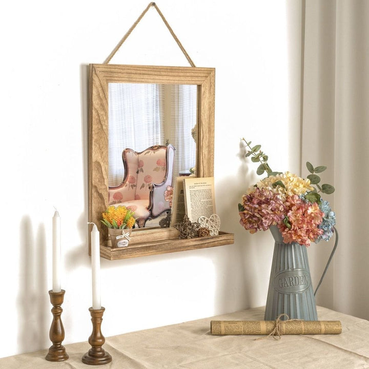 Square Wood Wall Mirror