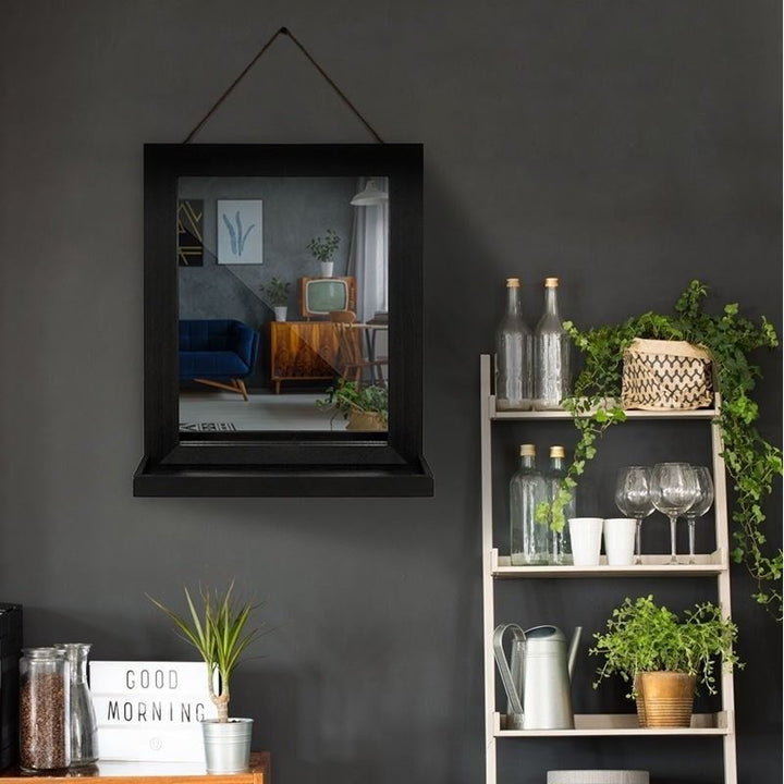 Square Wood Wall Mirror